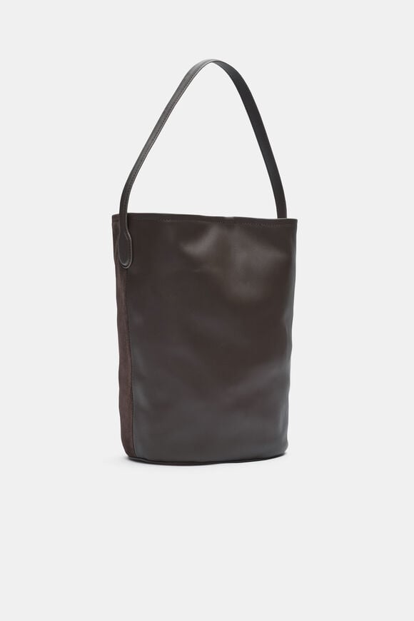 Spliced Leather Tote  Chocolate  hi-res