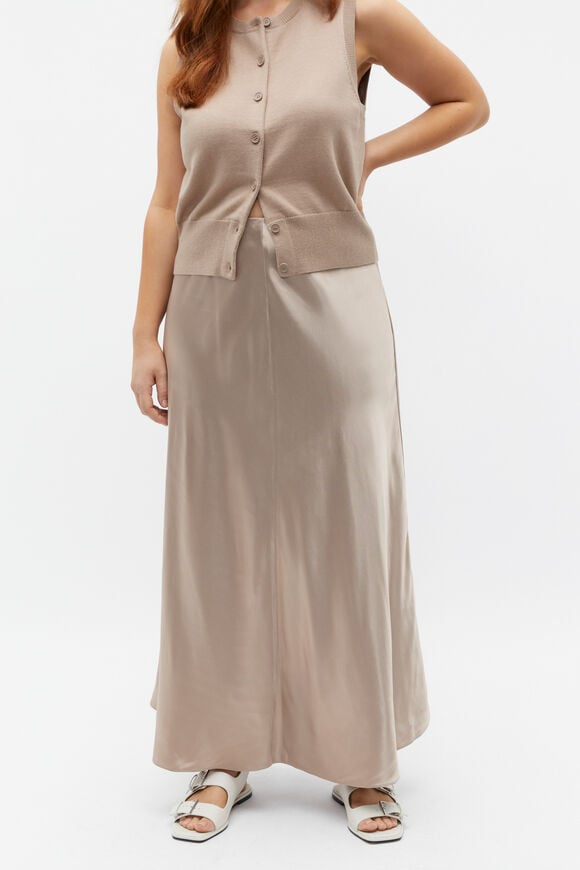 Satin Midi Swing Skirt  Cookie  hi-res