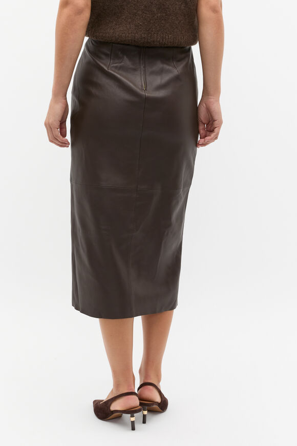 Leather Wrap Front Skirt  Dark Espresso  hi-res