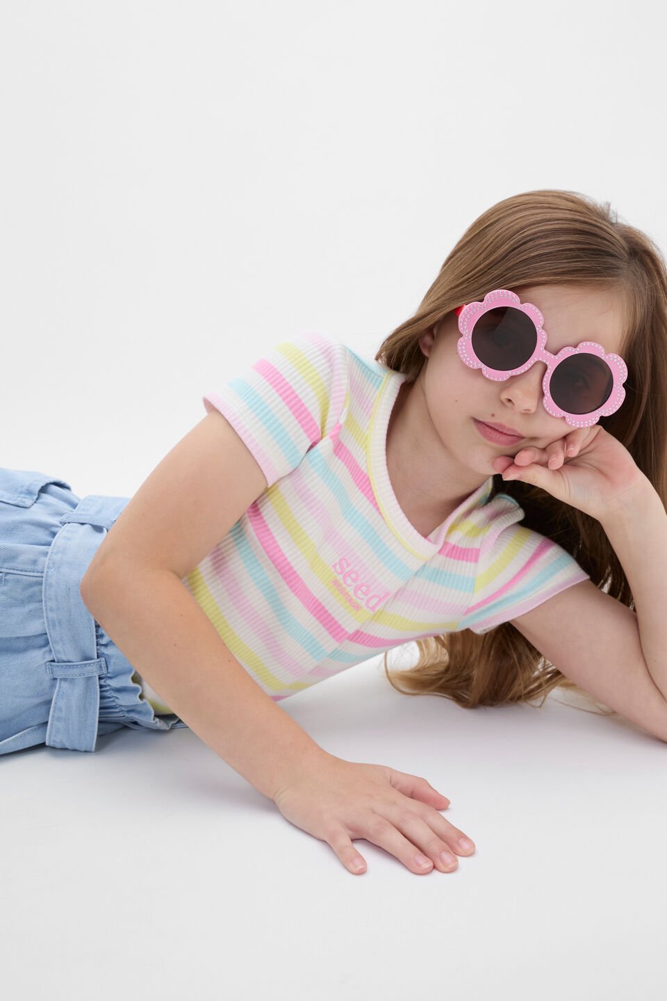 Child Flower Colourblock Sunglasses  Candy Pink