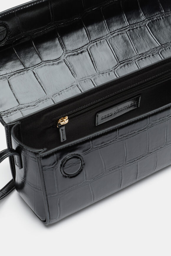 Croc Shoulder Bag  Black Croc  hi-res