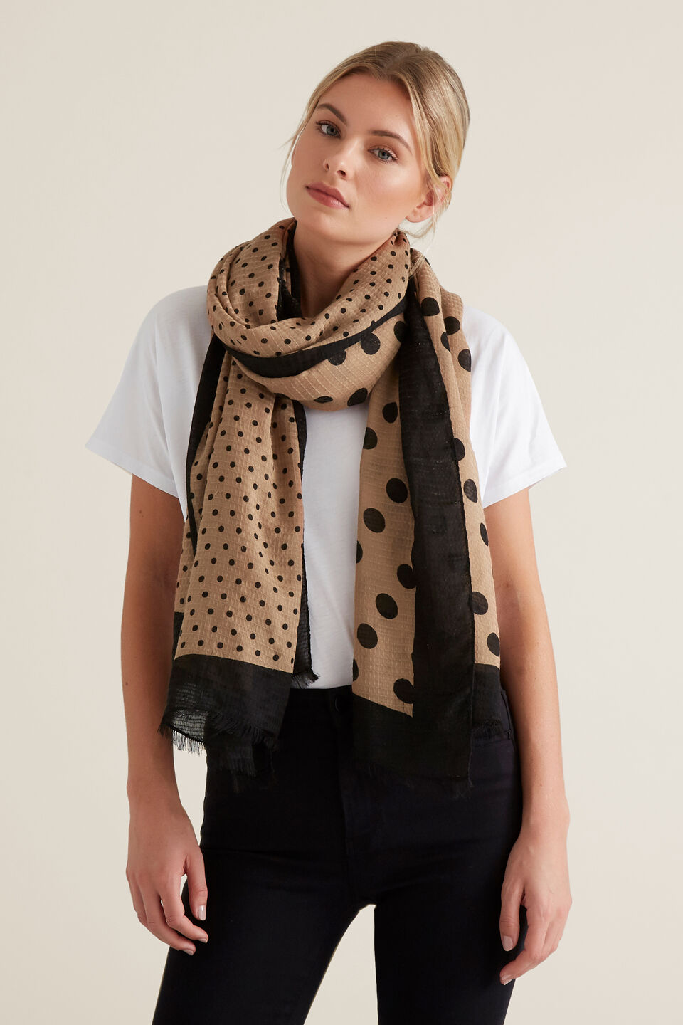 Mixed Spot Print Scarf  