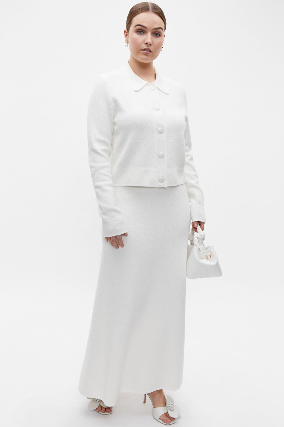 Boucle Knit Swing Skirt  Cloud Cream