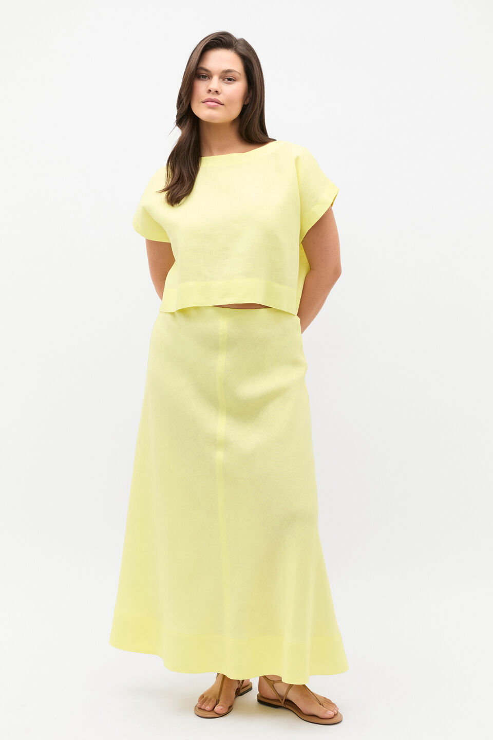 Linen Boxy Shell Top  Lemongrass