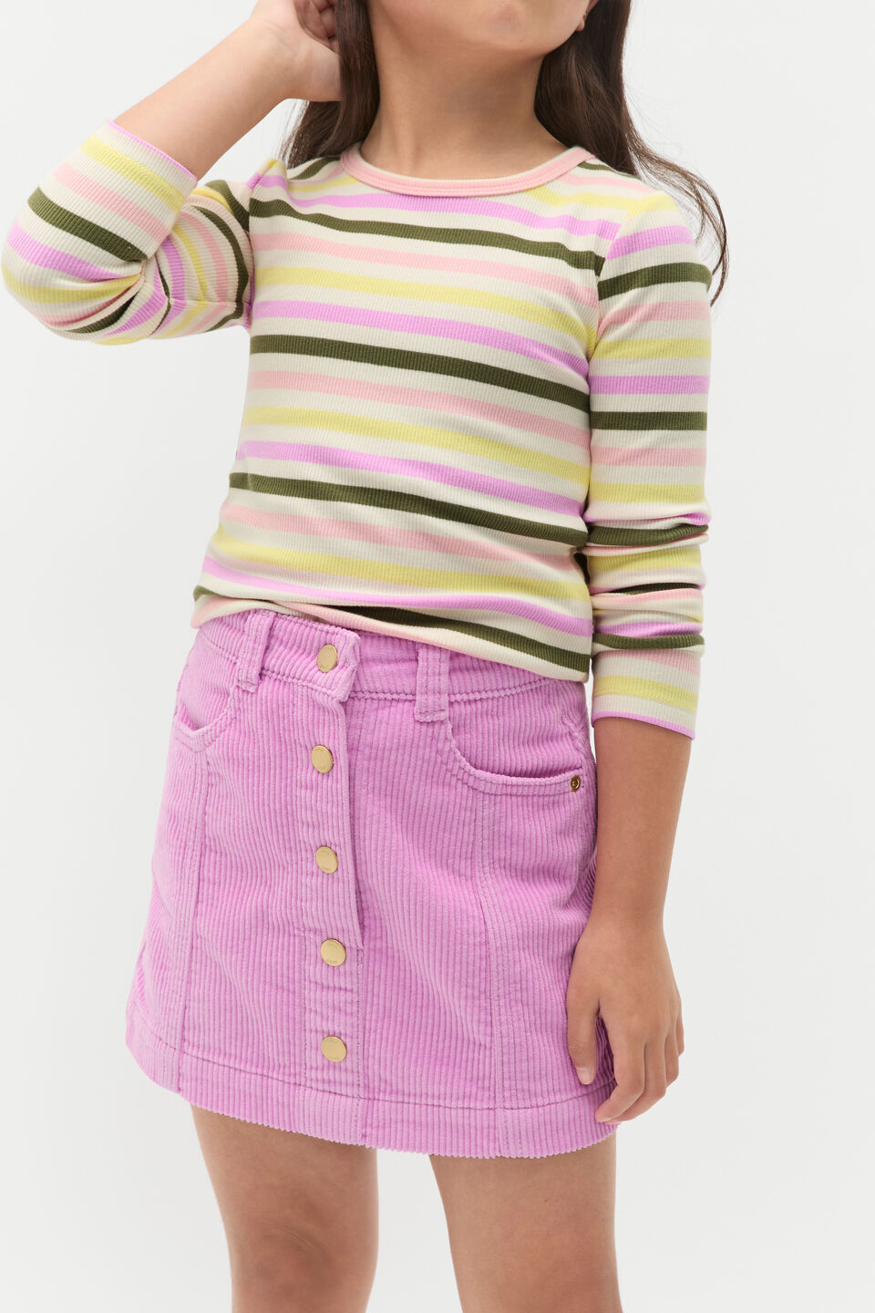 Button Cord Skirt  Fairy Floss