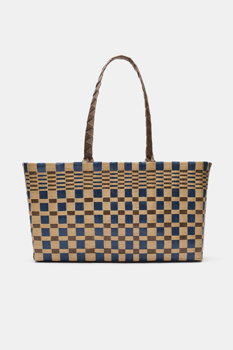 Paper Woven Market Bag  Vintage Indigo