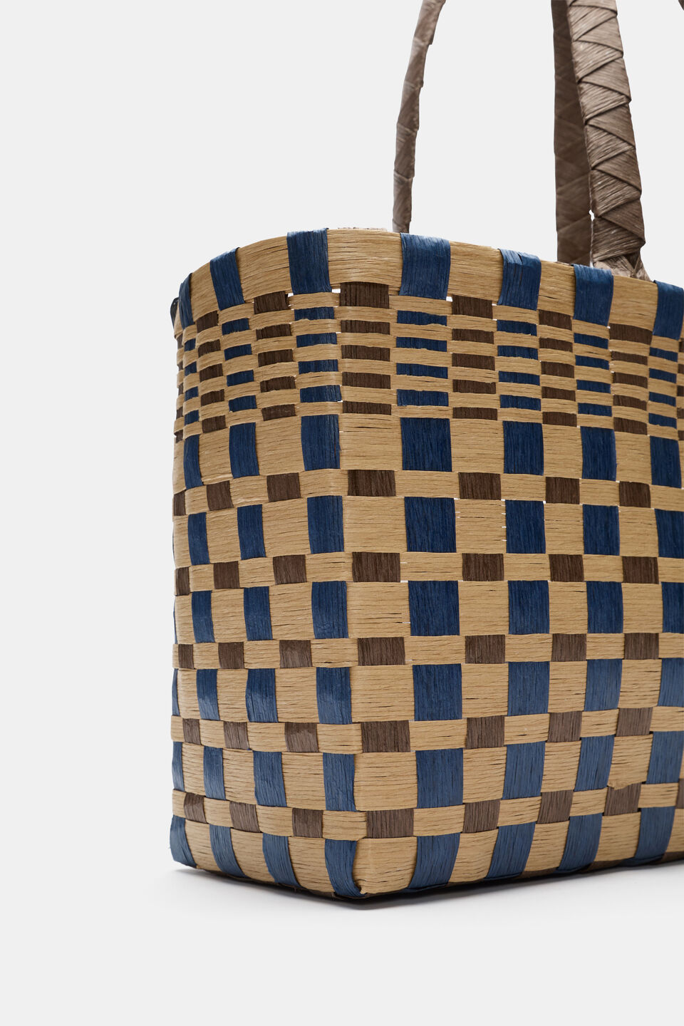 Paper Woven Market Bag  Vintage Indigo