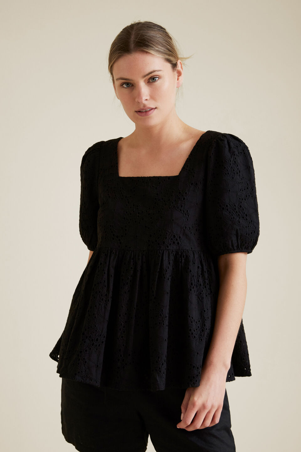 Broderie Peplum Blouse  