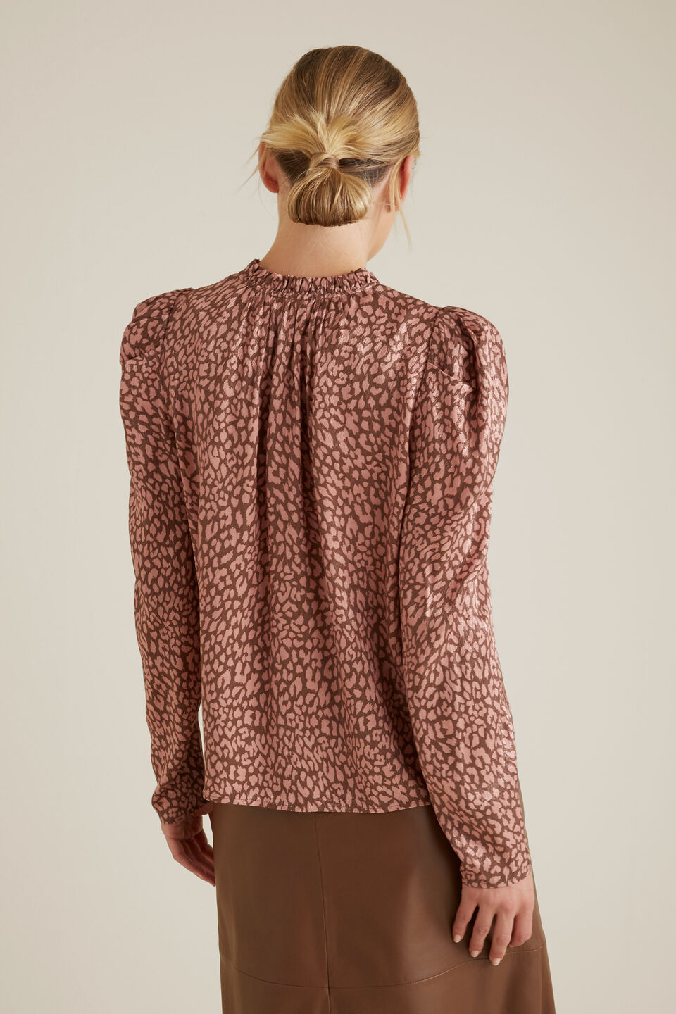 Puff Sleeve Ocelot Blouse  