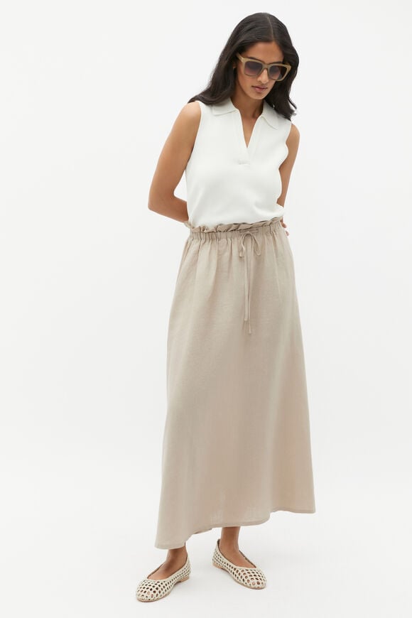 Linen Elasticated Skirt  Cool Sand  hi-res
