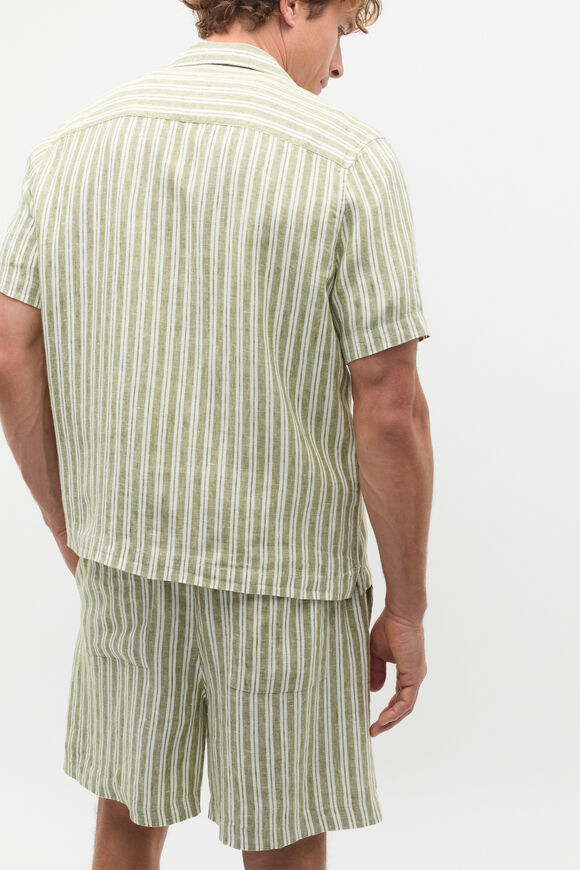 Stripe Linen Shirt  Green Apple  hi-res