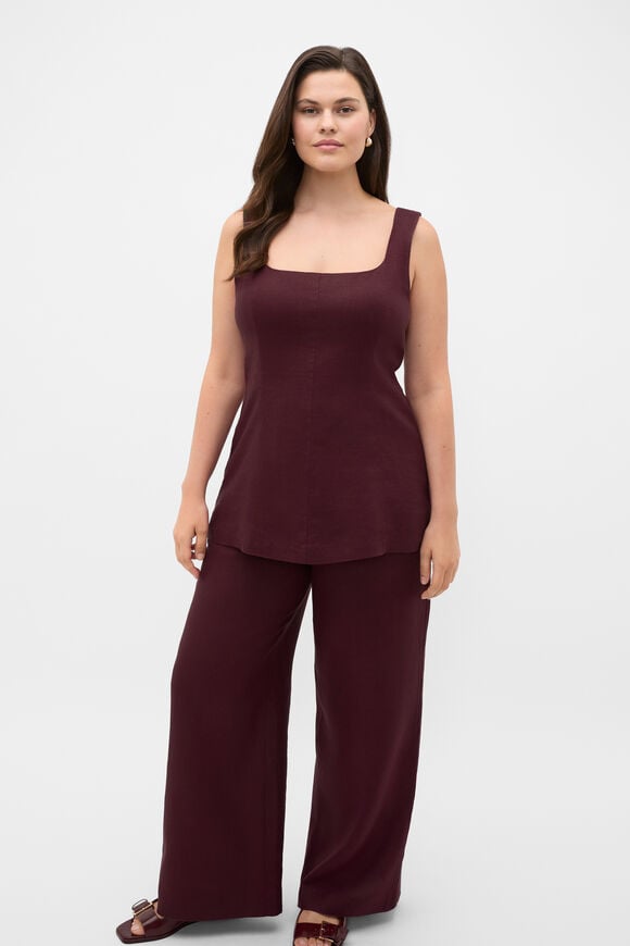 Core Linen Waisted Pant  Plum Red  hi-res