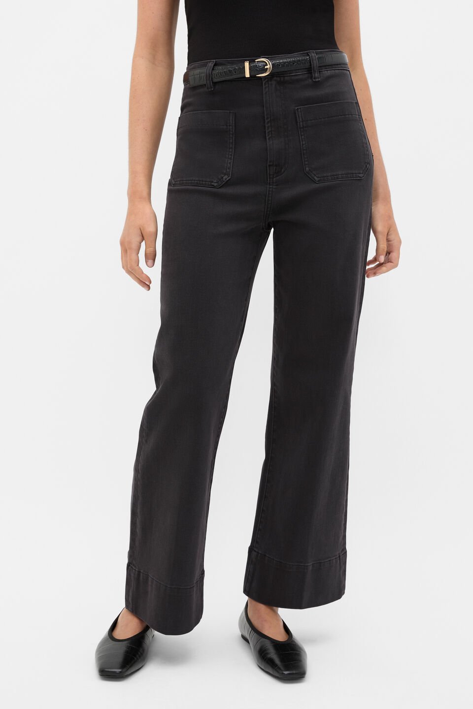 Core Wide Leg Pocket Jean  Charcoal Wash