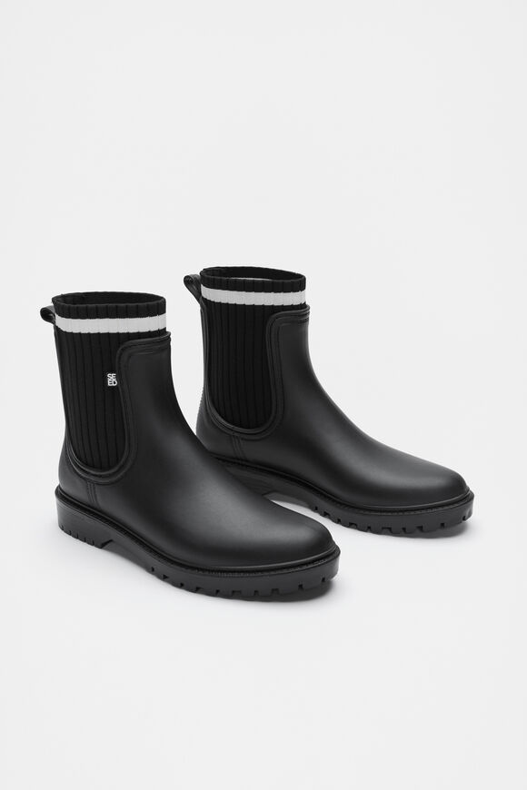 Rib Stripe Gumboot  Black  hi-res