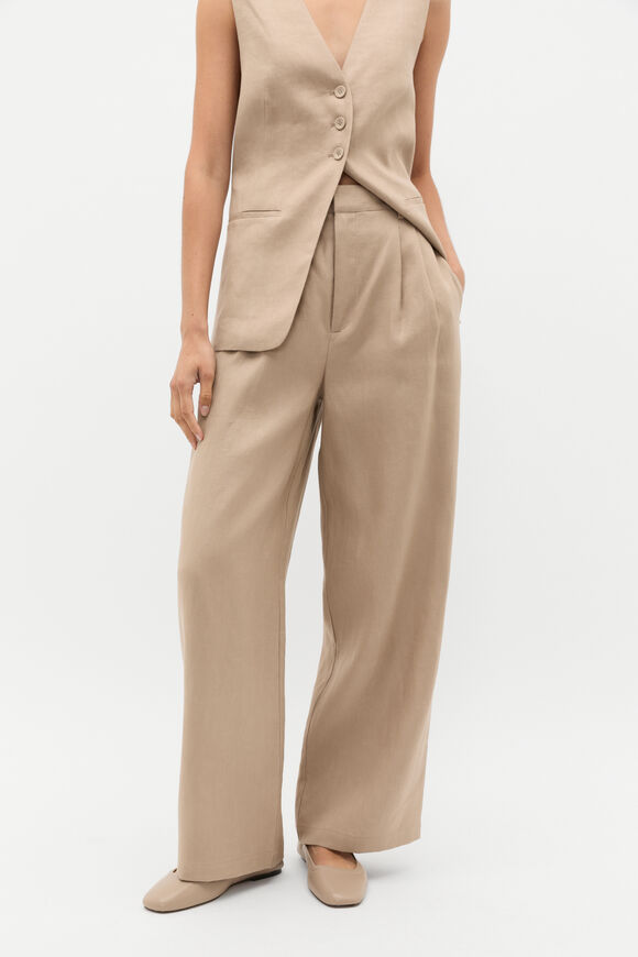 Tailored Linen Pleat Pant  Cookie  hi-res