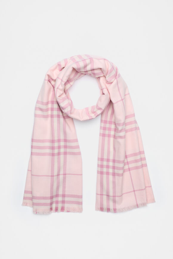 Multi Check Scarf  Rose Petal  hi-res