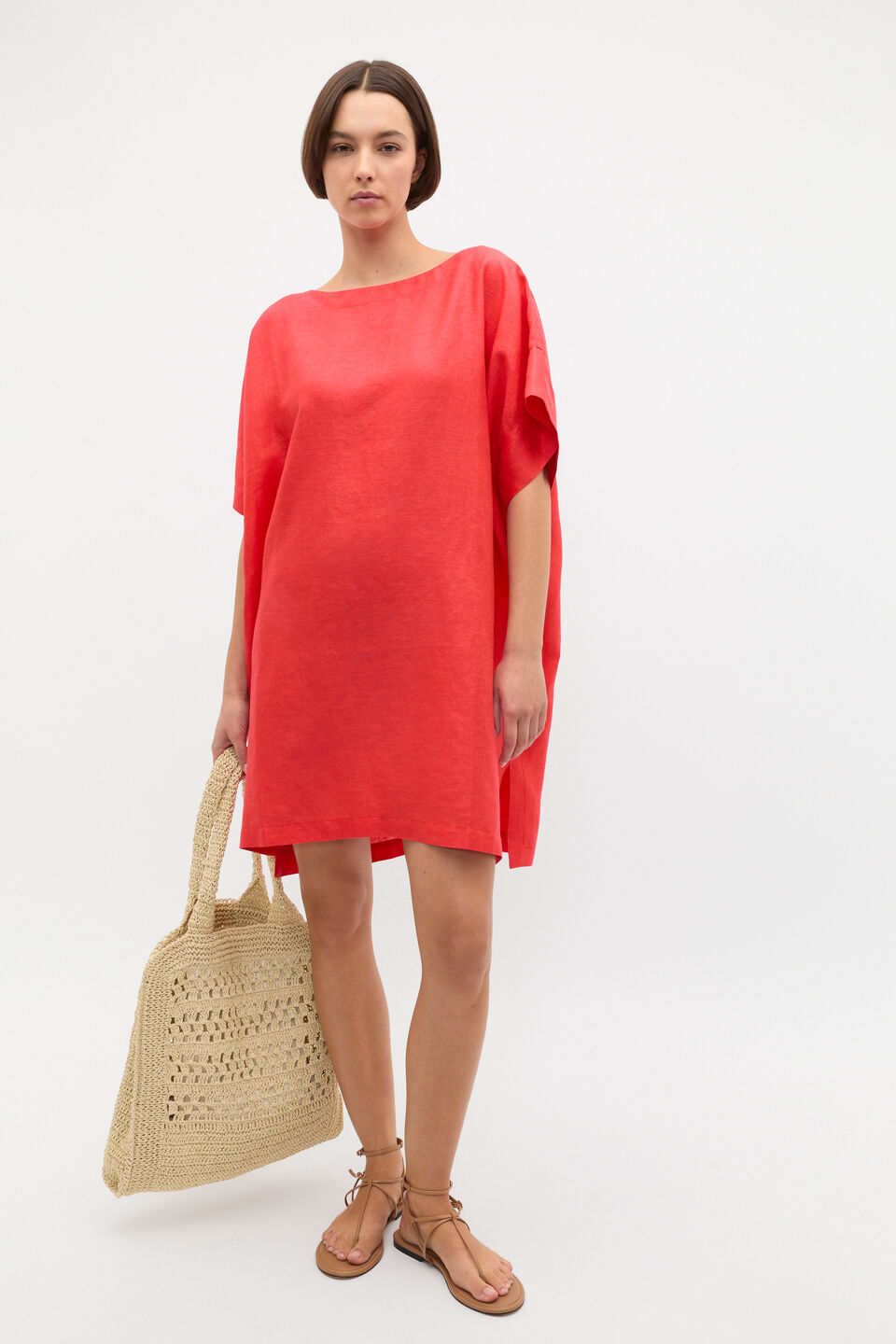 Boat Neck Poncho  Electric Crimson