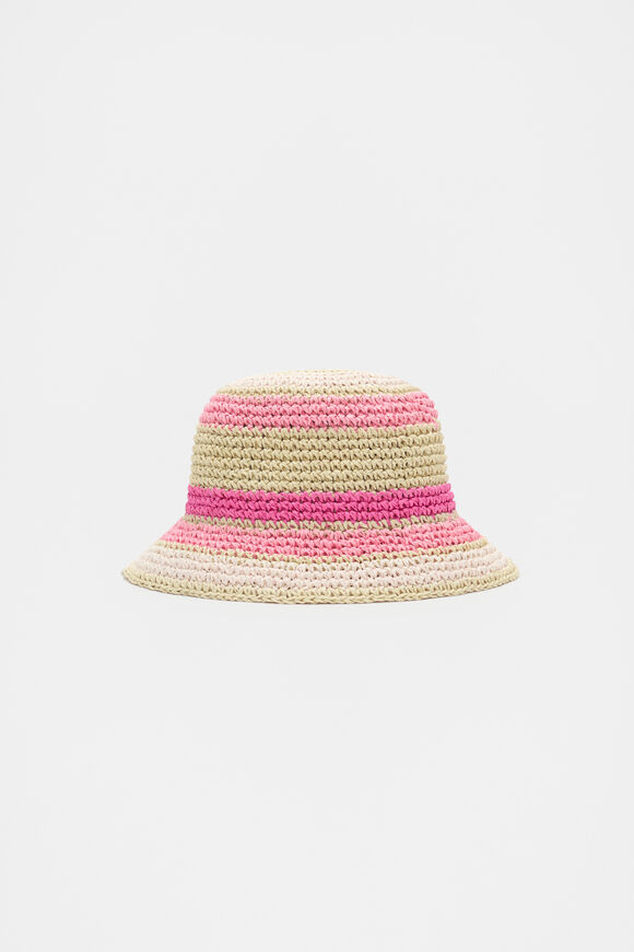 Stripe Straw Hat  Candy Pink Multi  hi-res