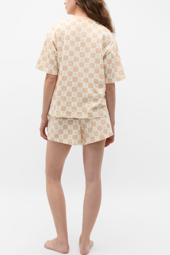 Christmas Check T-Shirt and Short PJ Set  Ecru  hi-res