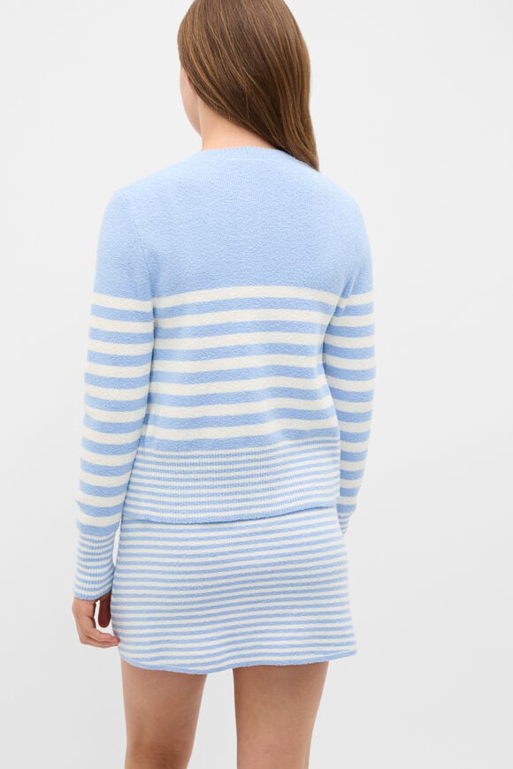 Stripe Knit Cardigan  Cloud Blue  hi-res