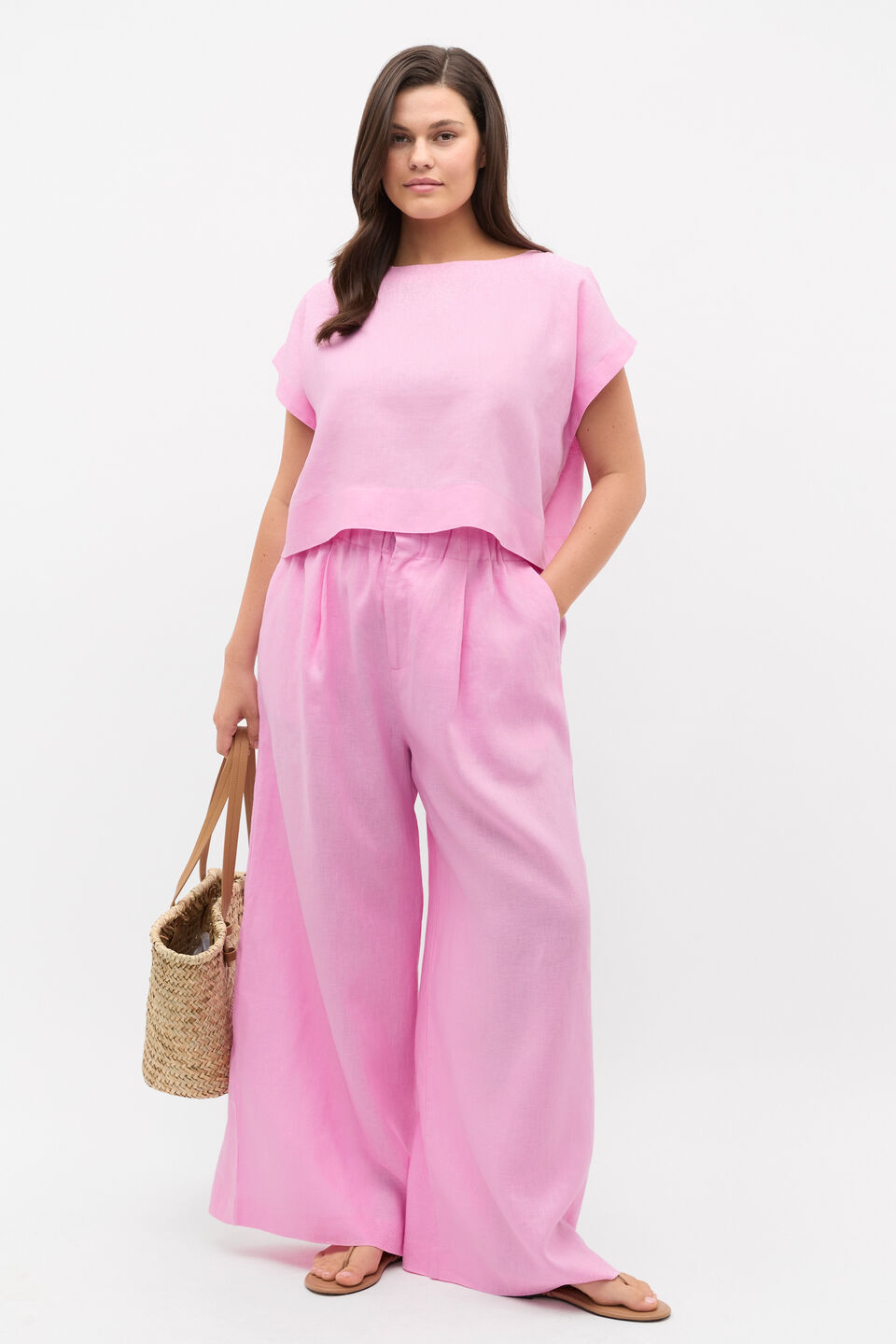 Linen Boxy Shell Top  Fairy Floss
