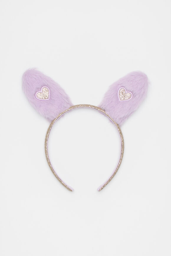 Fur Heart Bunny Headband  Soft Lilac  hi-res