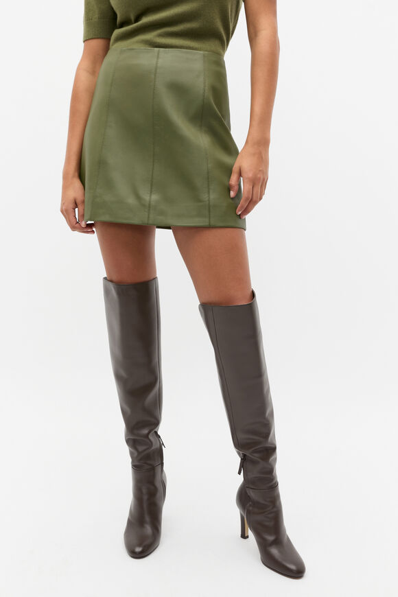 Leather Mini Panel Skirt  Rainforest  hi-res