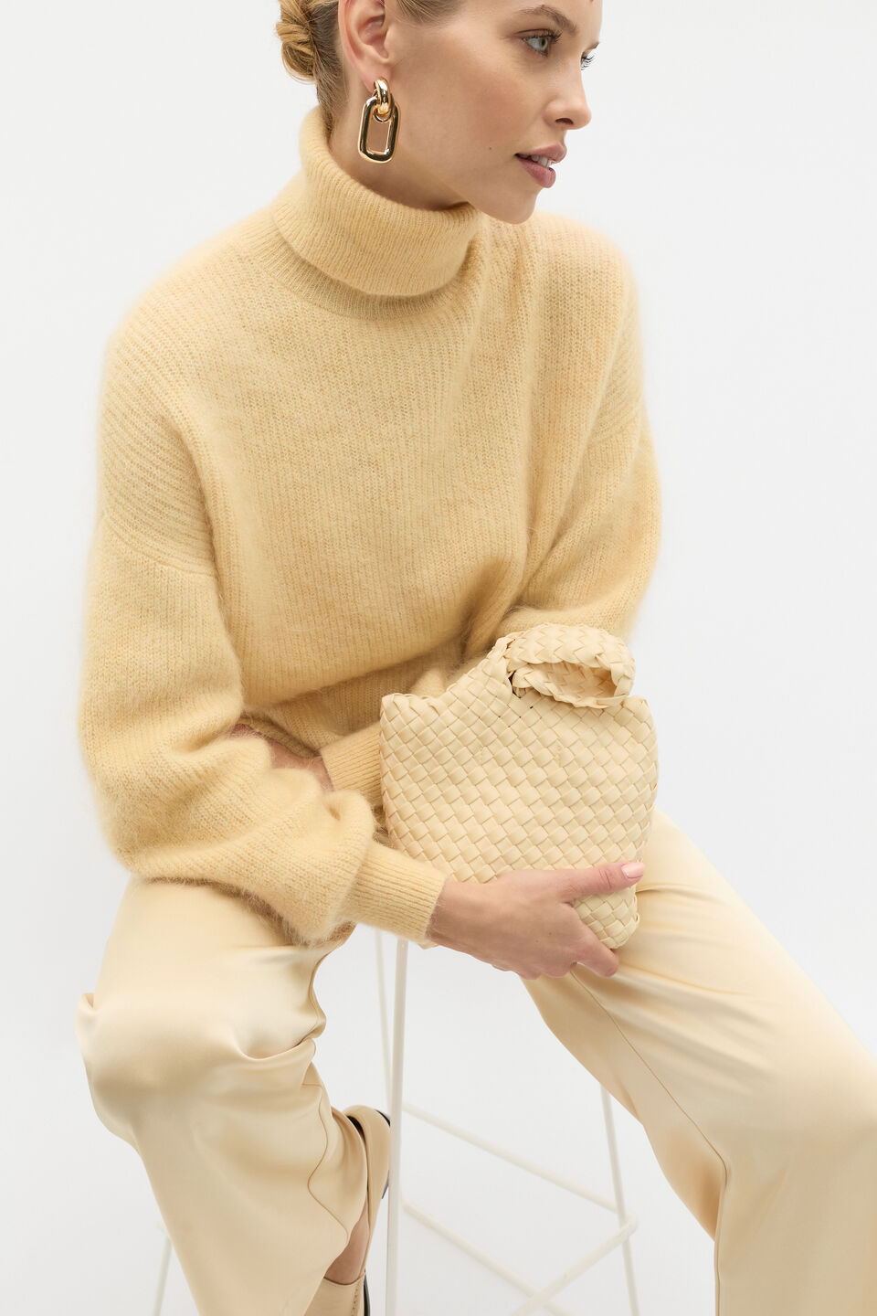 Woven Textured Mini Tote  Marzipan