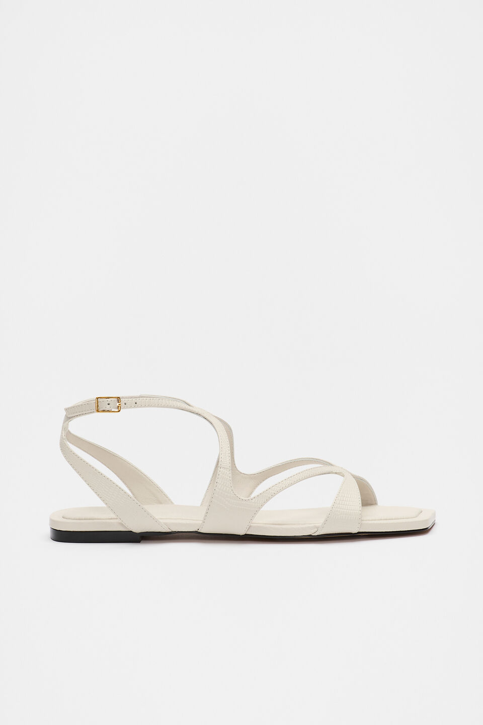 Deven Curved Strap Sandal  Tofu Embossed