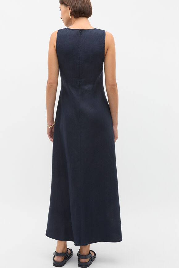 Linen Sleeveless Midi Dress  Twilight Blue  hi-res