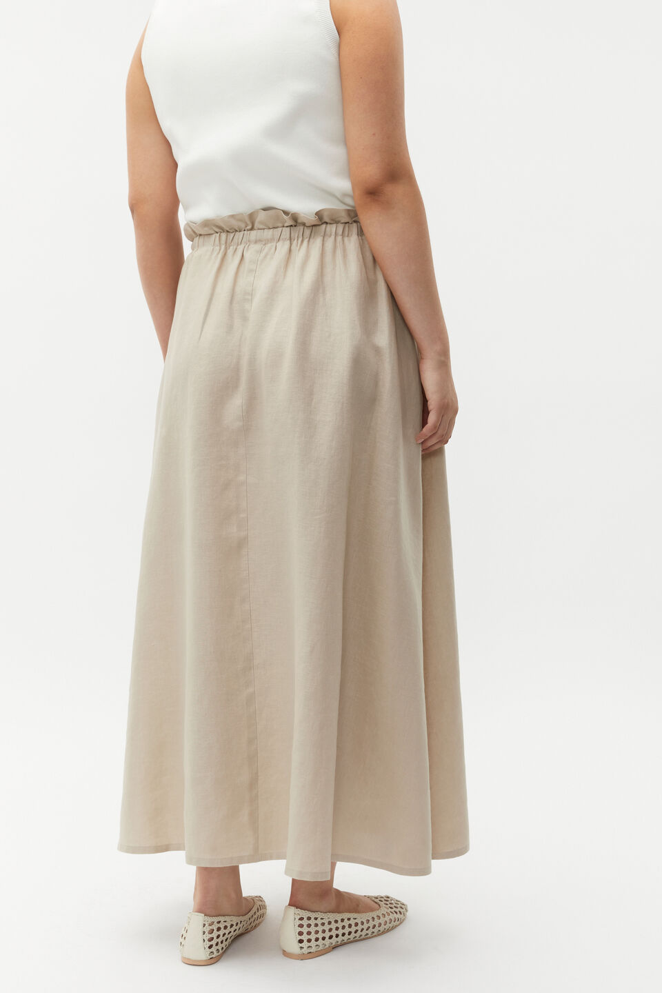 Linen Elasticated Skirt  Cool Sand