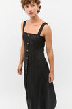 Linen Square Neck Button Midi Dress  Black  hi-res