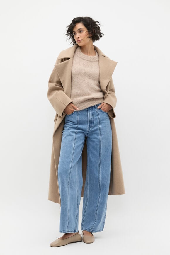 Barrel Leg Seam Front Jean  Mist Blue Wash  hi-res