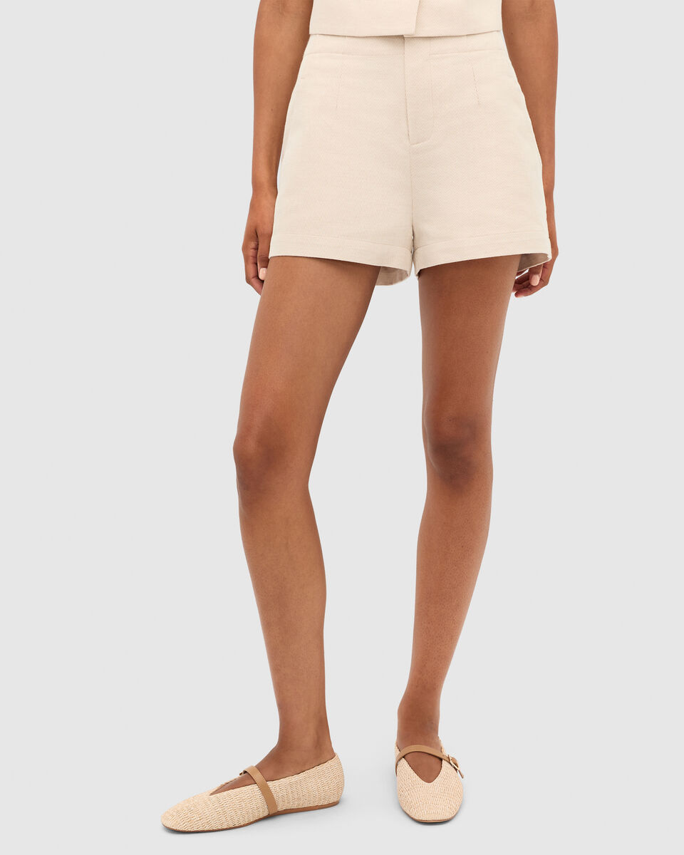 Twill High Waist Short  Ecru