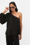 Plisse One Shoulder Top  Black  hi-res