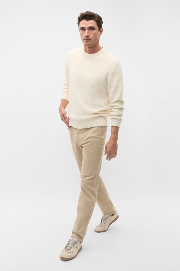 Slub Yarn Crew Neck Knit  Cream  hi-res