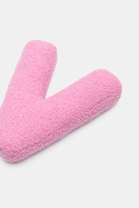 Pink Boucle Initial Cushion  V  hi-res