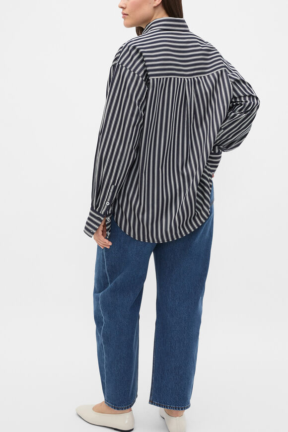 Stripe Cotton Oversized Shirt  Twilight Blue Stripe  hi-res