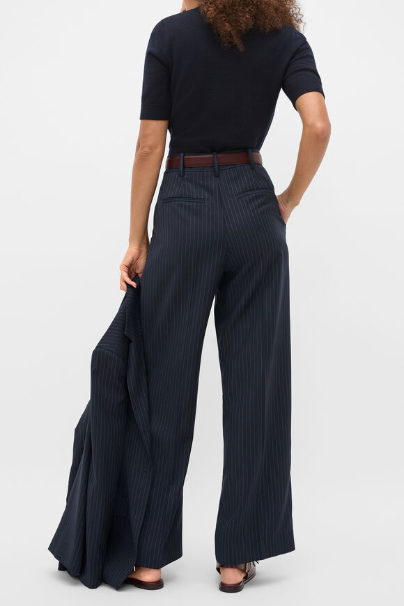 Wool Blend Pinstripe Trouser  Twilight Blue Stripe  hi-res
