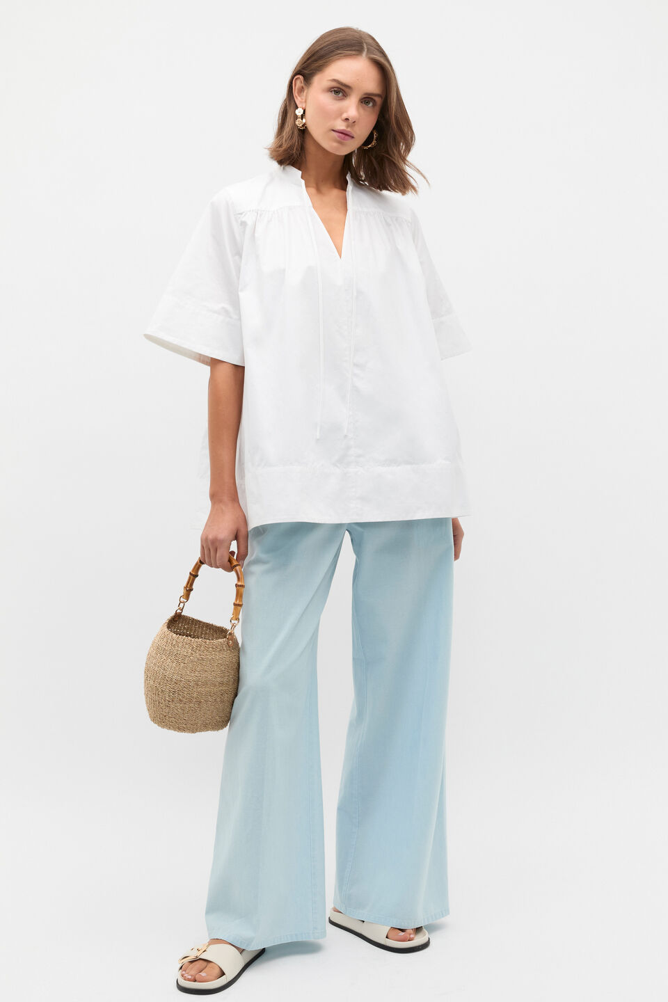 Cotton Poplin Swing Tunic  Whisper White