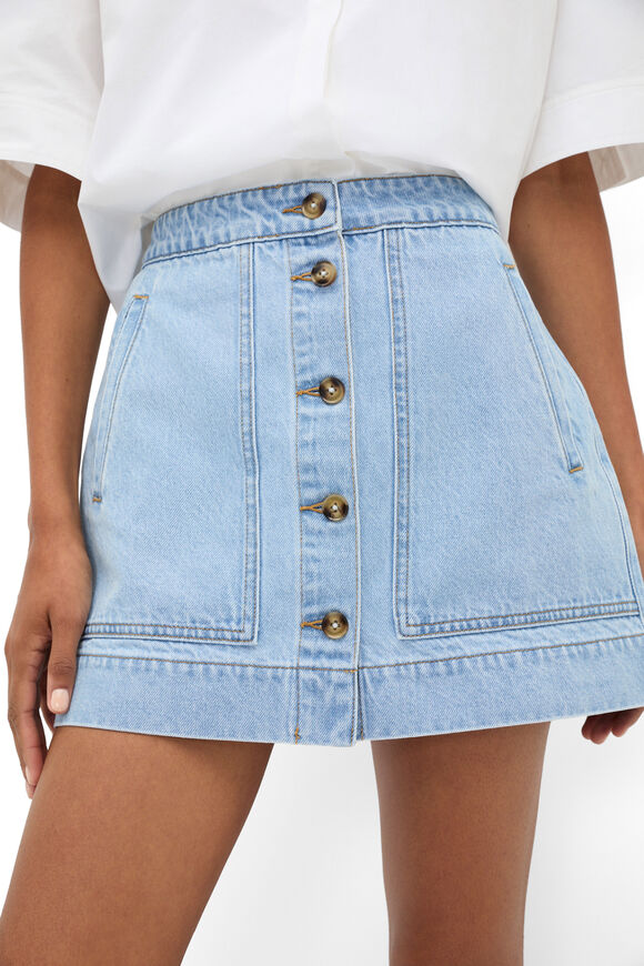 Denim Welt Pocket Mini Skirt  Glacial Blue Wash  hi-res