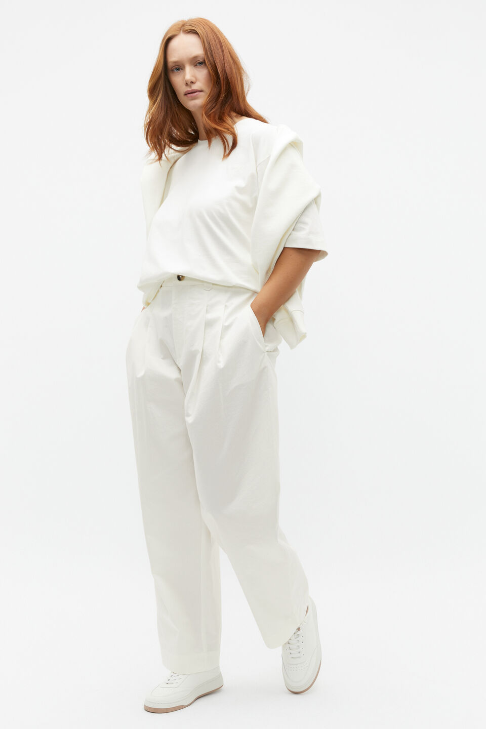 Cotton Barrel Leg Pant  Cloud Cream