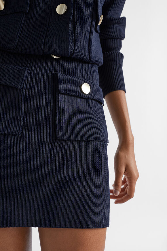 Crepe Rib Pocket Skirt  Midnight Sky  hi-res