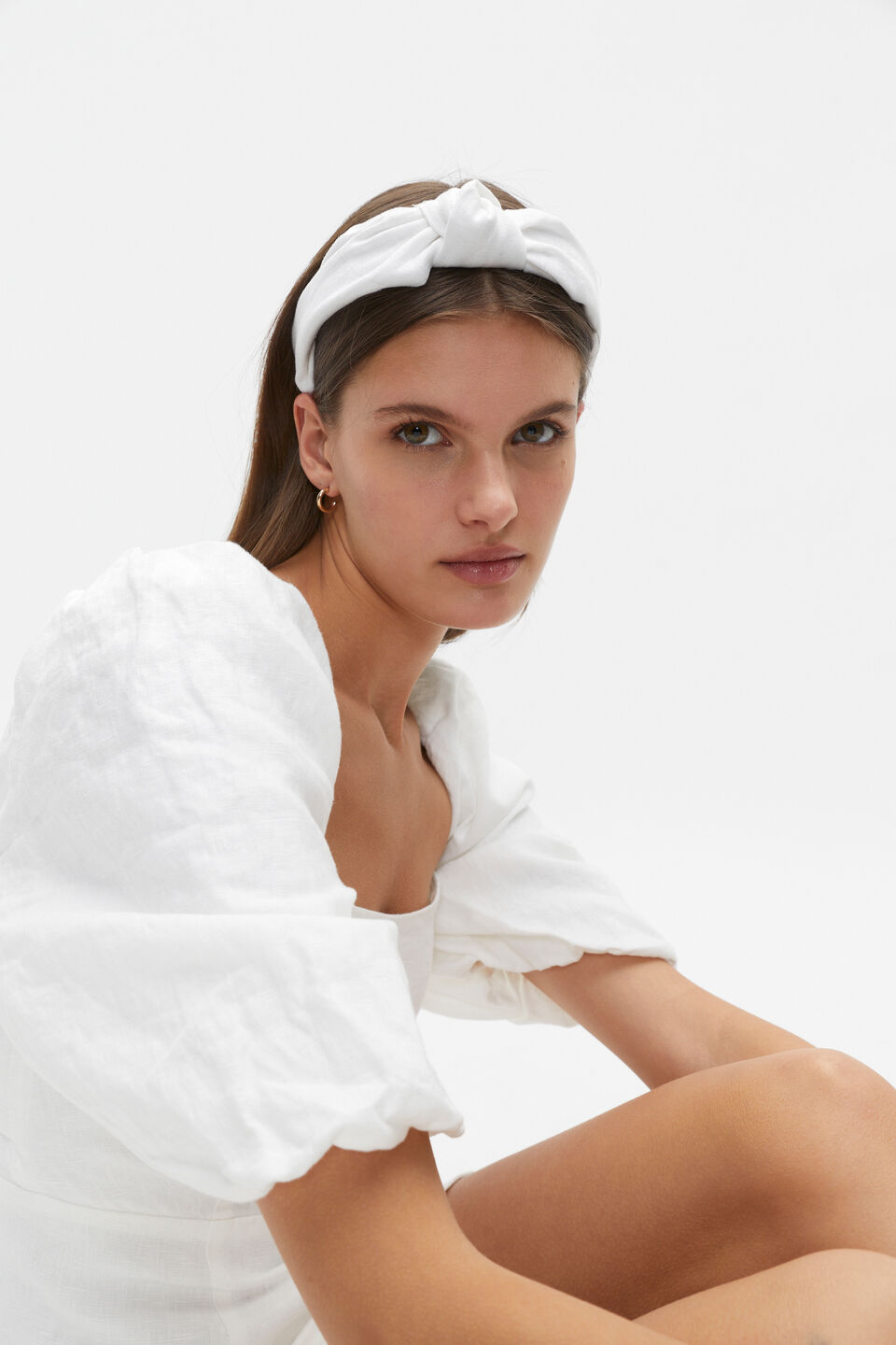 Linen Headband  White