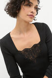 Lace Detail Long Sleeve Top  Black  hi-res
