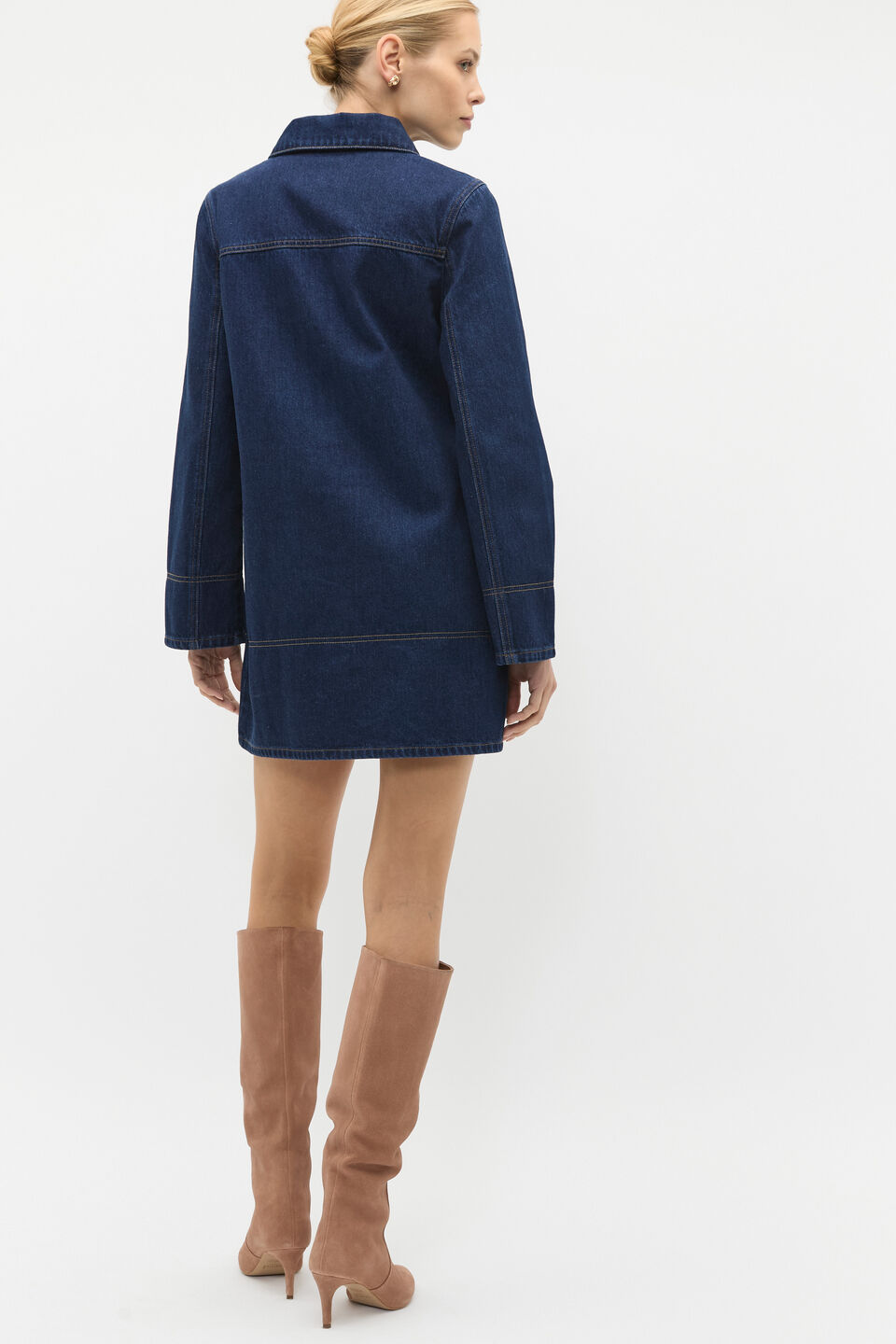 Long Sleeve Denim Mini Dress  Twilight Blue Wash