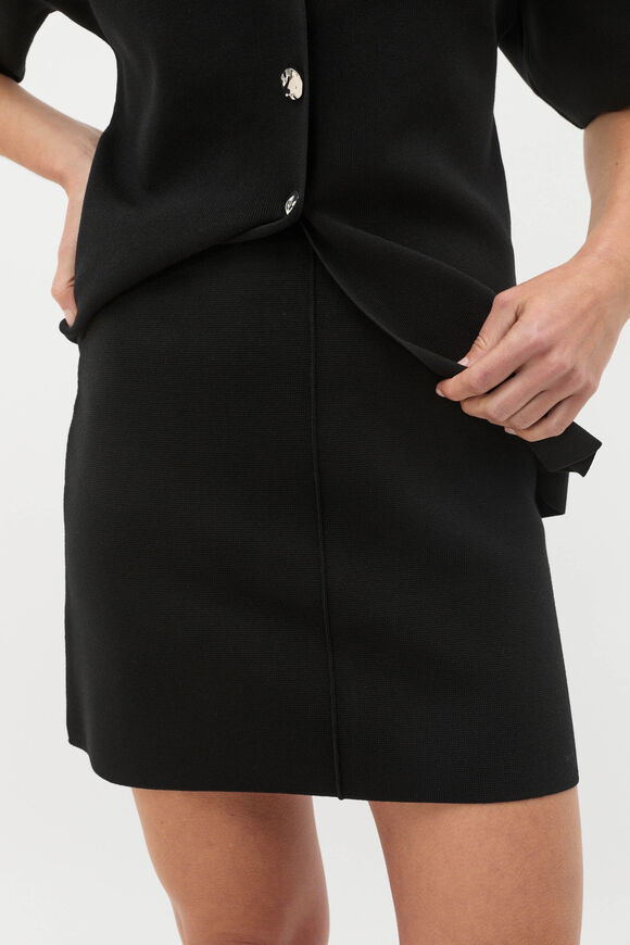 Crepe Knit Seam Detail Skirt  Black  hi-res