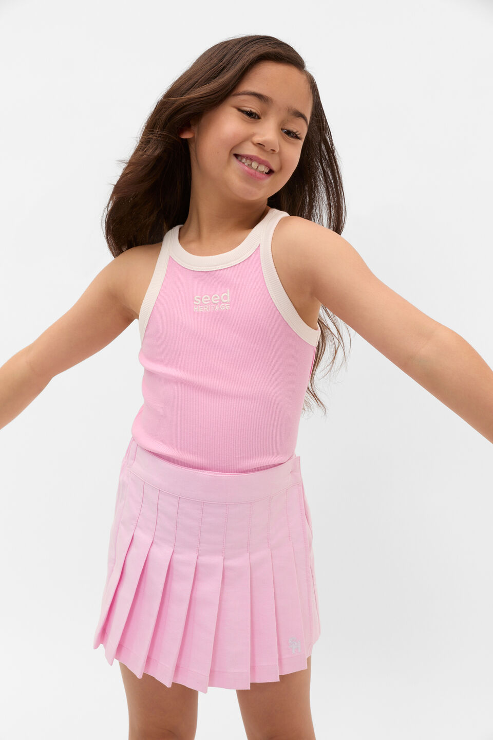Contrast Logo Rib Tank  Candy Pink