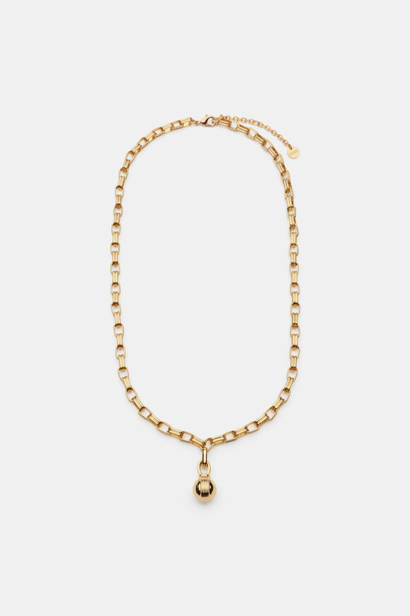 Fluted Sphere Necklace  Gold  hi-res