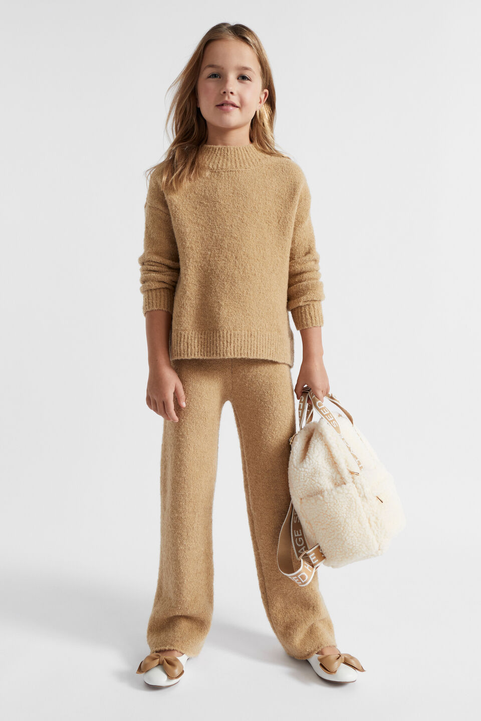 Boucle Knit Pant  Caramel
